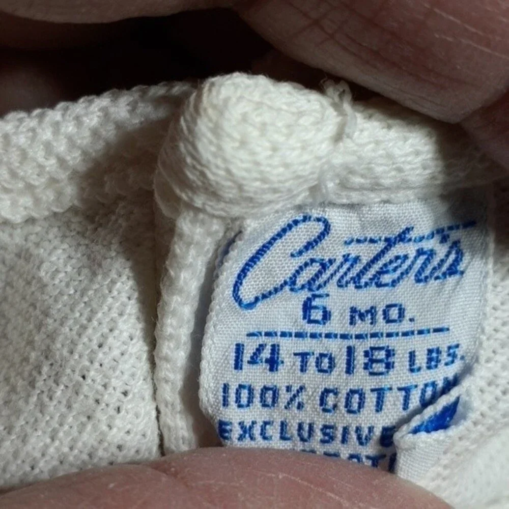 Carter's 6 mo white cotton dress embroidered flowers vintage baby infant girls